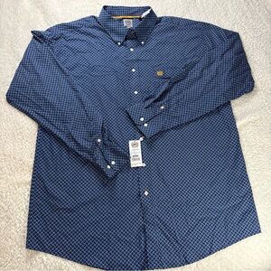 Cinch Western Rodeo Button Down Shirt Men 2XL Blue/Whte Long Sleeve New With Tag